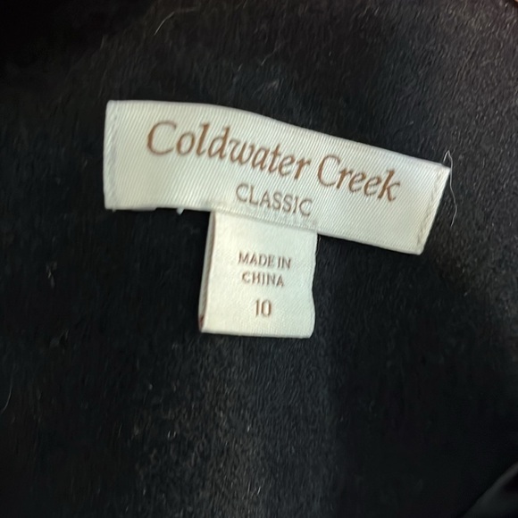 Coldwater Creek Blazer Jacket Fabric Rosettes Black Recycled Wool Artsy Size 10 - Picture 6 of 8